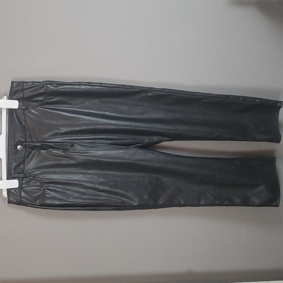 ASOS Designs Black Faux Leather Straight Leg Pants, Women's Size 12 US/16 UK - Picture 1 of 5